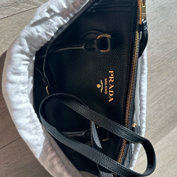 Prada Black Vitello Phenix Leather Hobo Bag 1BC032 - Picture 15 of 16